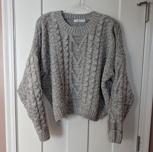 TALULAH Gray Cable Knit Chenille Sweater
